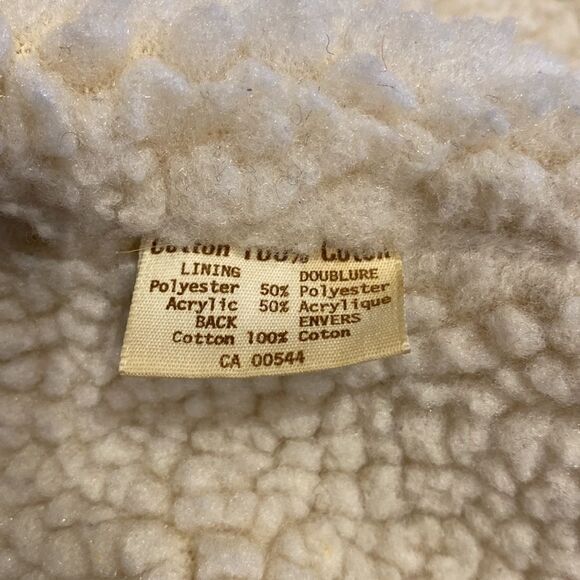 Vintage shearing lined men’s wood button jacket size M/L - Picture 11 of 12